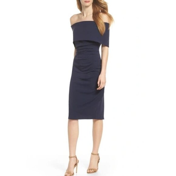 VINCE CAMUTO Off-the-Shoulder Popover Cocktail Dress - Picture 3 of 5